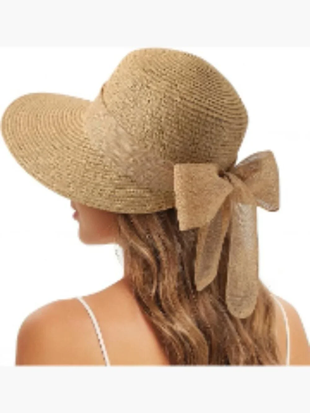 Straw Sun Hat UV Protection UPF 50+ Foldable Packable Adjustable Chin Strap